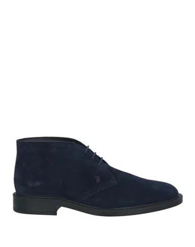 Tod's Man Ankle Boots Navy Blue Size 9 Soft Leather