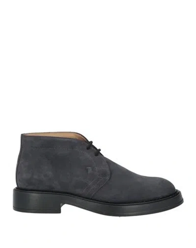 Tod's Man Ankle Boots Navy Size 12 Leather