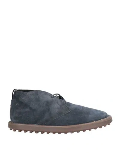 Tod's Man Ankle Boots Navy Size 8.5 Soft Leather In Navy Blue