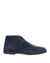 Tod's Man Ankle Boots Navy Size 9 Leather In Navy Blue
