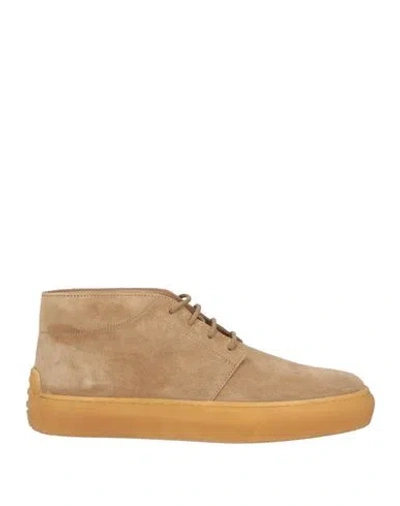 Tod's Man Ankle Boots Sand Size 10 Soft Leather In Beige