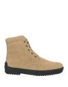 Tod's Man Ankle Boots Sand Size 9 Leather