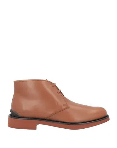 Tod's Man Ankle Boots Tan Size 9 Soft Leather In Brown