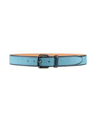 Tod's Man Belt Azure Size 36 Leather In Blue