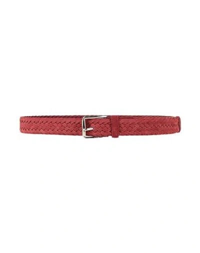 Tod's Man Belt Burgundy Size 39.5 Leather In Red