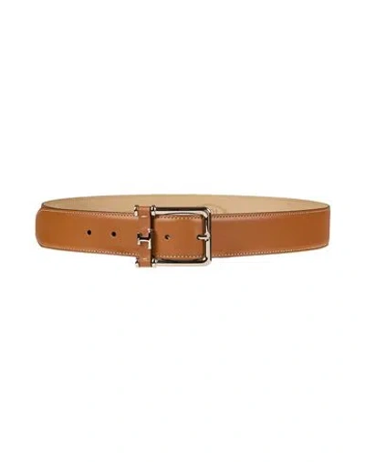 Tod's Man Belt Camel Size 32 Leather In Beige