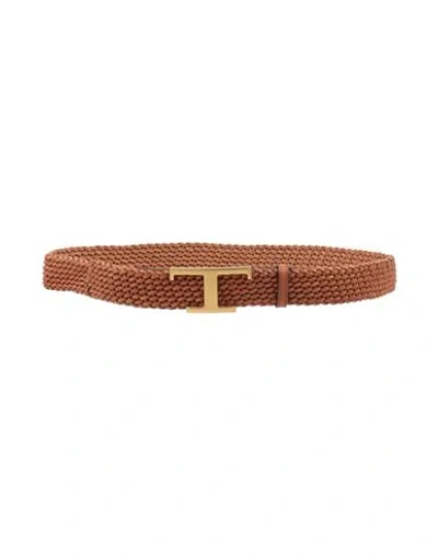 Tod's Man Belt Camel Size 38 Leather In Beige