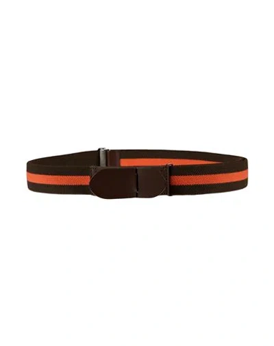 Tod's Man Belt Dark Brown Size 39.5 Leather, Textile Fibers In Multi