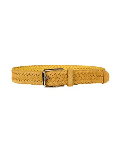 Tod's Man Belt Marigold Size 38 Leather In Yellow