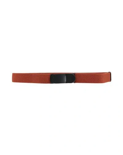 Tod's Man Belt Rust Size 36 Soft Leather, Textile Fibers In Red