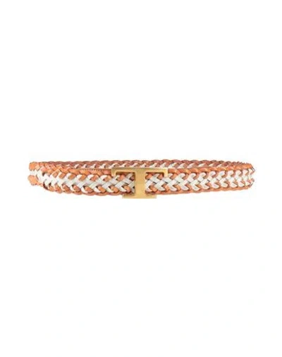 Tod's Man Belt Tan Size 39.5 Leather, Textile Fibers In Gold