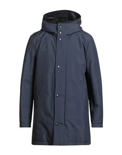 Tod's Man Coat Navy Size 38 Polyester In Blue