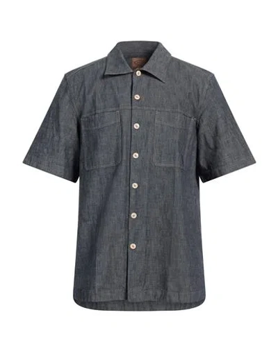 Tod's Man Denim Shirt Blue Size 40 Cotton, Elastane