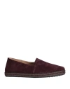 Tod's Man Espadrilles Plum Size 8.5 Leather In Purple