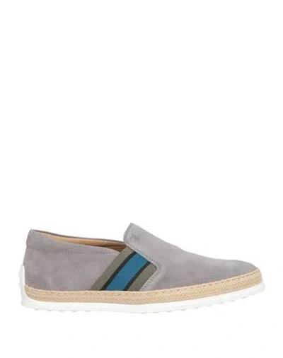 Tod's Man Espadrilles Grey Size 7.5 Leather In Gray