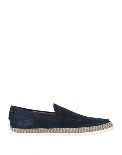 Tod's Man Espadrilles Navy Size 7 Leather In Navy Blue