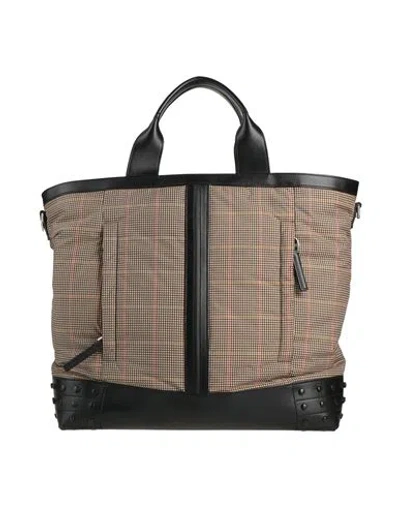 Tod's Man Handbag Khaki Size - Textile Fibers, Leather In Beige