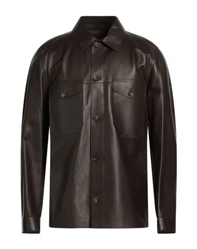 Tod's Man Jacket Dark Brown Size 36 Lambskin In Black