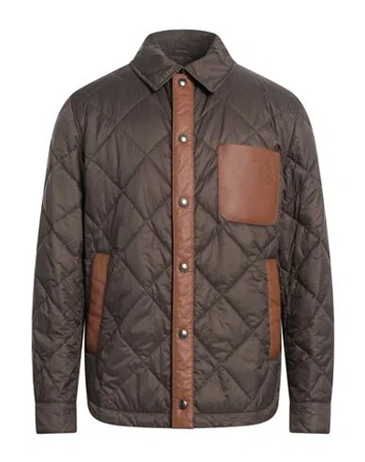 Tod's Man Jacket Dark Brown Size 44 Polyamide, Lambskin