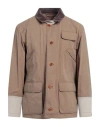 Tod's Man Jacket Light Brown Size 44 Cotton, Polyester, Polyamide, Cow Leather In Beige