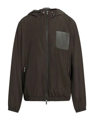 Tod's Man Jacket Military Green Size 44 Polyester, Cow Leather