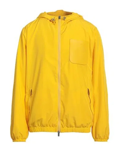 Tod's Man Jacket Yellow Size 42 Polyester, Cow Leather