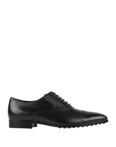Tod's Man Lace-up Shoes Black Size 7 Leather