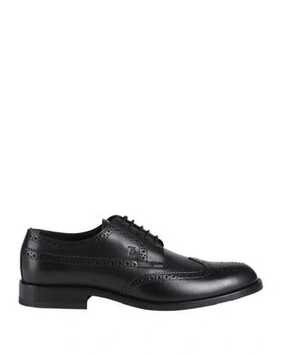 TOD'S TOD'S MAN LACE-UP SHOES BLACK SIZE 8 LEATHER