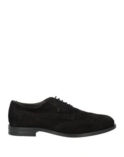 Tod's Man Lace-up Shoes Black Size 8.5 Leather
