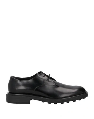 Tod's Man Lace-up Shoes Black Size 9 Leather