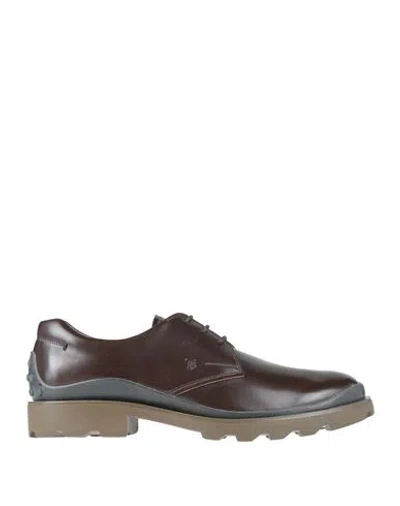 Tod's Man Lace-up Shoes Chocolate Brown Size 7.5 Soft Leather