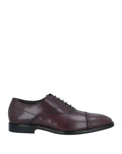 Tod's Man Lace-up Shoes Chocolate Brown Size 8.5 Leather In Black