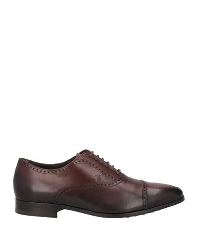 Tod's Man Lace-up Shoes Dark Brown Size 6.5 Leather