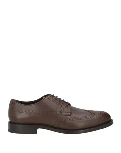 Tod's Man Lace-up Shoes Dark Brown Size 9 Leather