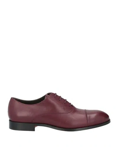 Tod's Man Lace-up Shoes Garnet Size 11.5 Soft Leather In Red