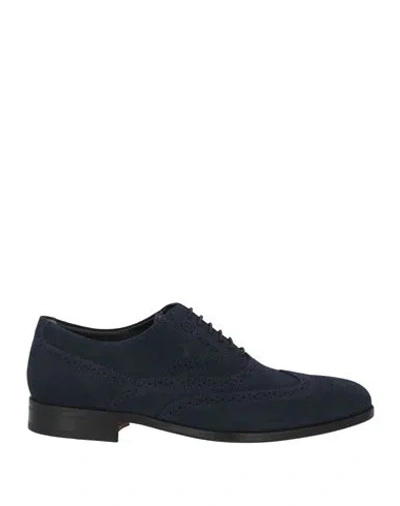 Tod's Man Lace-up Shoes Navy Size 10 Leather In Navy Blue