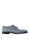 Tod's Man Lace-up Shoes Slate Blue Size 10 Soft Leather In Blue