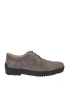 Tod's Man Lace-up Shoes Taupe Size 8 Leather In Grey
