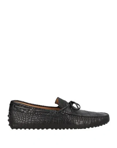 Tod's Man Loafers Black Size 6 Leather In Animal Print