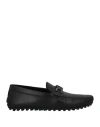 Tod's Man Loafers Black Size 7.5 Soft Leather, Shearling In Black