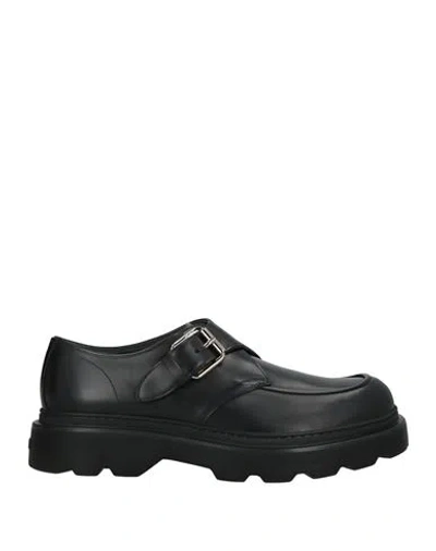 Tod's Man Loafers Black Size 9 Leather In Animal Print