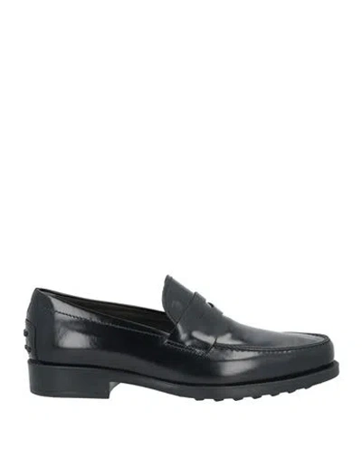Tod's Leather Loafers With Round Toe And Stitched Detailing In Black