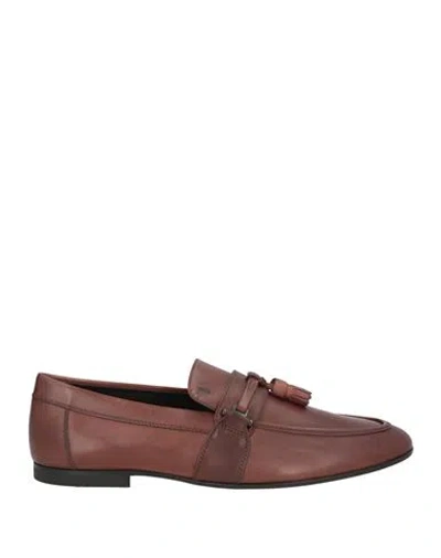 Tod's Man Loafers Brown Size 7.5 Leather