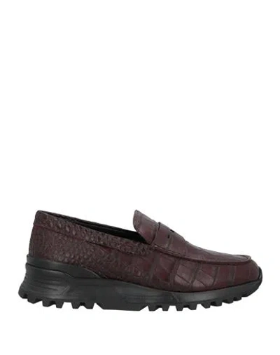 Tod's Man Loafers Burgundy Size 8.5 Leather In Red