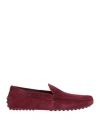 Tod's Man Loafers Burgundy Size 8.5 Leather In Red