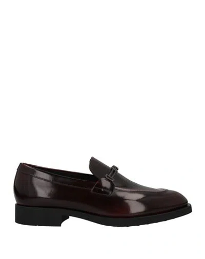 Tod's Man Loafers Burgundy Size 8.5 Soft Leather In Red