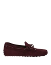 Tod's Man Loafers Burgundy Size 8 Leather In Red