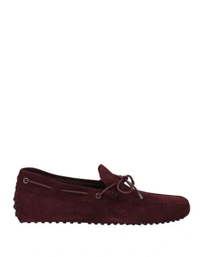 Tod's Man Loafers Burgundy Size 9 Leather In Red
