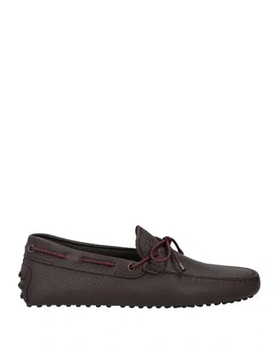 Tod's Man Loafers Burgundy Size 8.5 Leather In Red