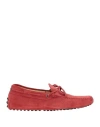 Tod's Man Loafers Burgundy Size 9 Leather In Red